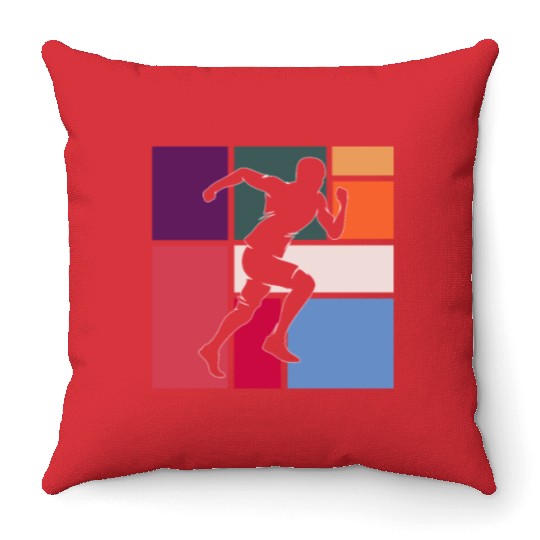 Vintage Running Athlete Throw Pillows