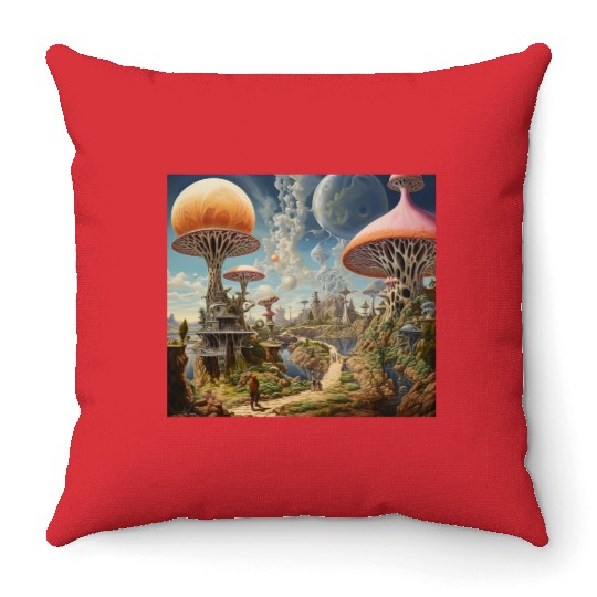 Fantasy Land Graphic Art Print Throw Pillows