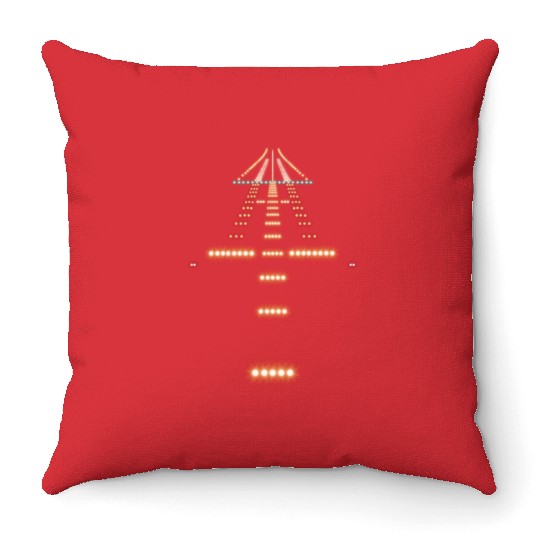 Runway Night View Aviation Throw Pillows