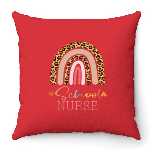 Cute Leopard Print School Nurse Back To School Throw Pillows