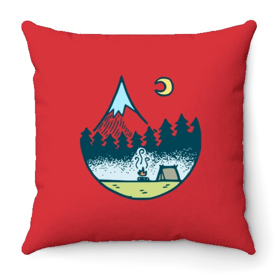 Keep It Simple (Camping At Night) Throw Pillows