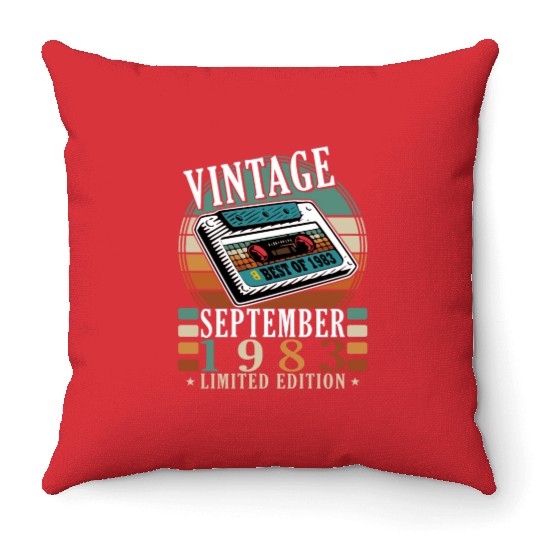september 1983 Anniversary september 1983 septembe Throw Pillows