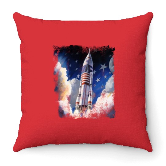 Patriotic Starship US Astronauts Stars and Stripes Throw Pillows