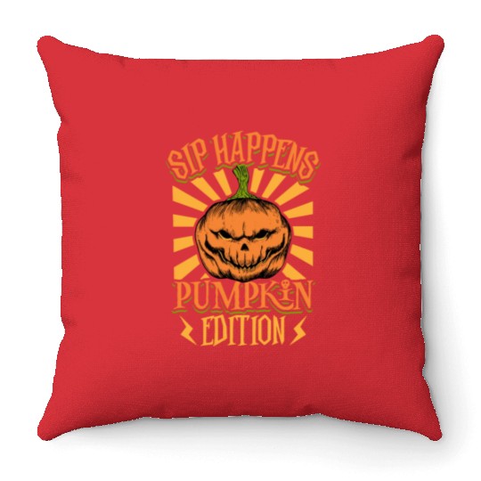 Scary Pumpkin Halloween Costume Autumn Fall Gift Throw Pillows