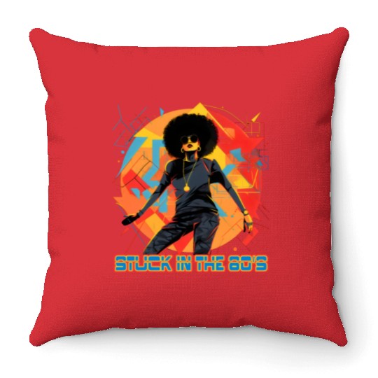 old school hip hops afro girl. Throw Pillows
