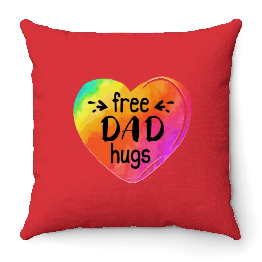 LGBTQIA LGBT Free Dad Hugs Rainbow Heart Gay Pride Throw Pillows