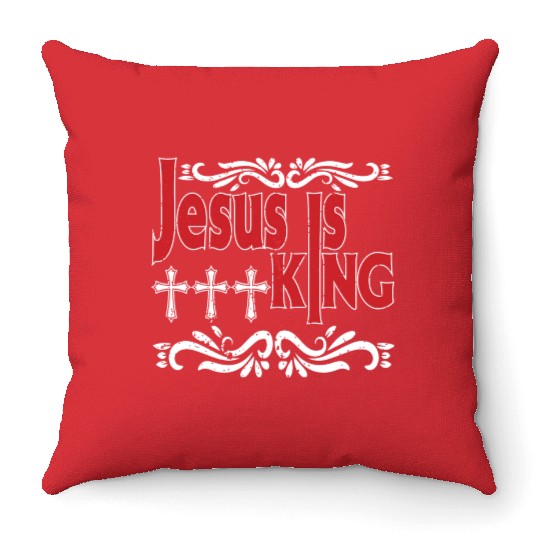 Jesus Is King Love Jesus Christian Christmas Throw Pillows