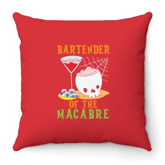 Bartender of the Macabre Bartender Halloween Throw Pillows