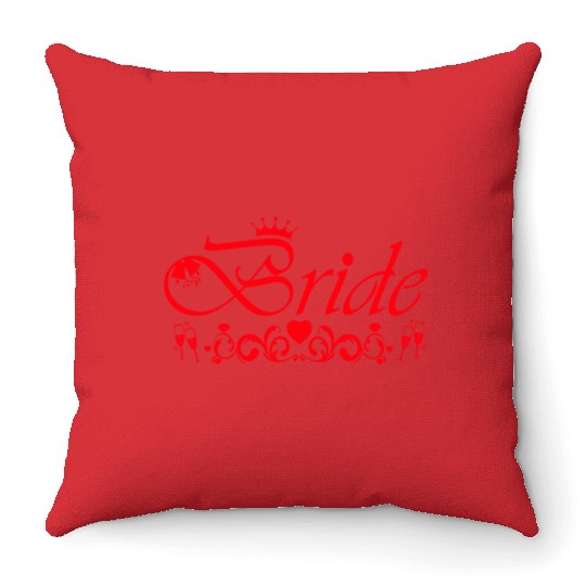Bride Bachelorette Party Red Throw Pillows