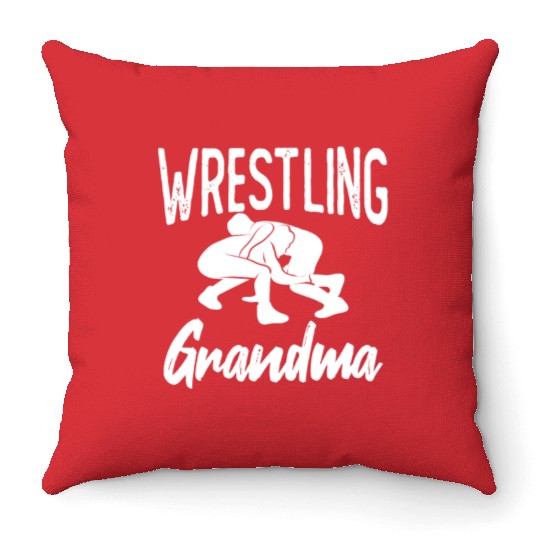 Wrestling Grandma Throw Pillows