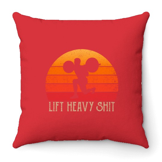 Lift Heavy Gym Clothing Retro Bodybuilding Leg Day Throw Pillows