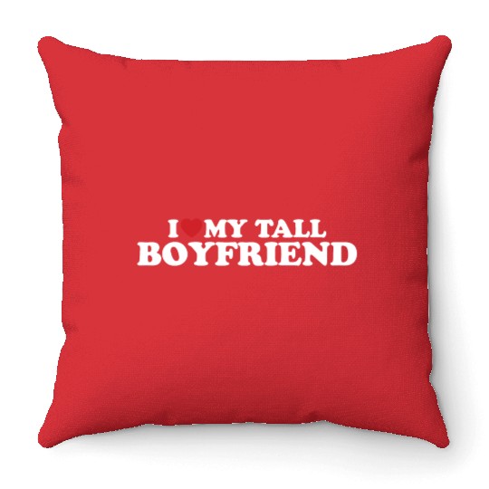 I Love My Tall Boyfriend Heart Groovy Retro Throw Pillows
