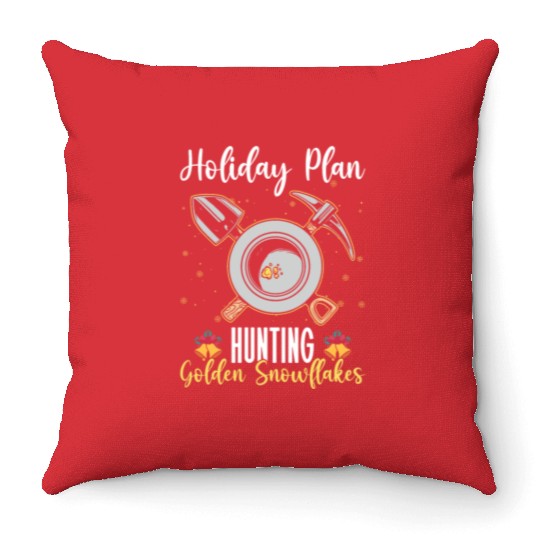 Holiday Plan: - Hunting Golden Snowflakes - Gold Throw Pillows