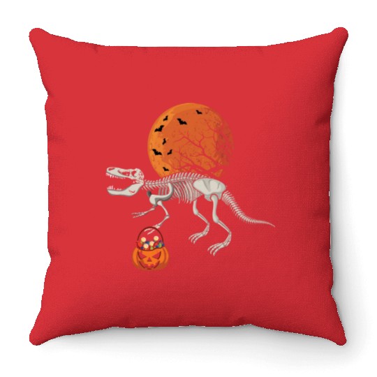 Dinosaur Skeleton Lazy Creepy Halloween Throw Pillows