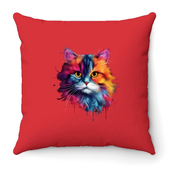 Persian Cat Living Atmosphere Throw Pillows