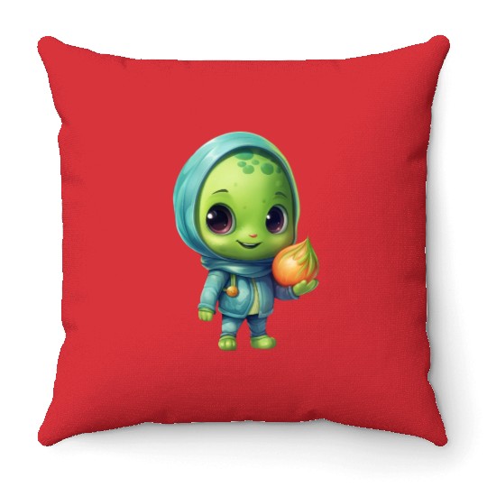 Sweet Alien Onion: Veggie Enchantment Throw Pillows