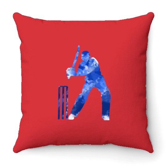 Cricket Batsman, County World One Day - I Love It Throw Pillows