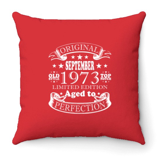 september 1973 Anniversary september 1973 septembe Throw Pillows