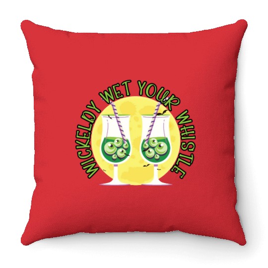 Wickedly Wet Your Whistle Bartender Halloween Throw Pillows