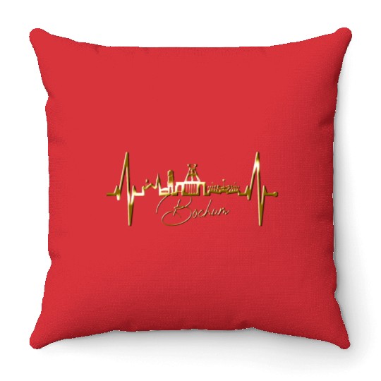 Bochum Skyline Heartbeat Ruhrpott Germany Lover Throw Pillows