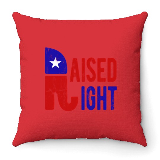 Raised Right Proud Republican Elephant Logo Usa Throw Pillows