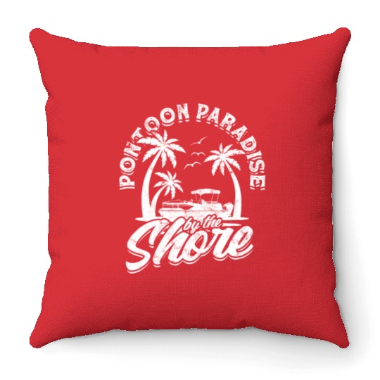 Pontoon paradise by the shore - Pontoon Throw Pillows