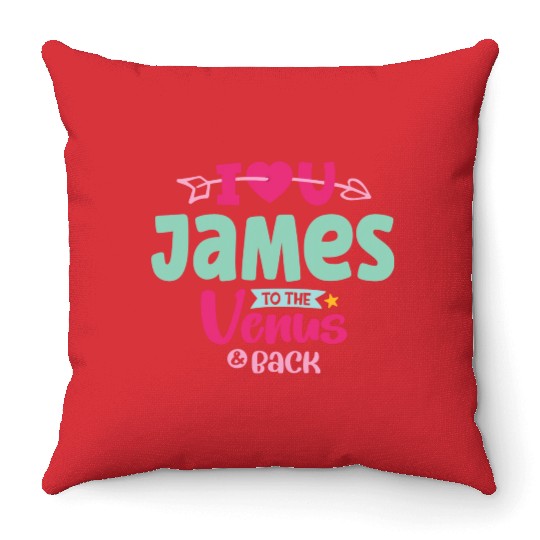 I Love You James Valentines Throw Pillows