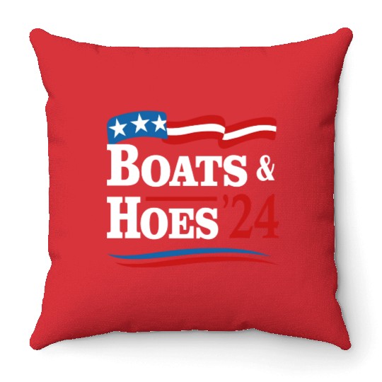 Boats & Hoes 24 Vintage Retro Meme Step Brother Throw Pillows