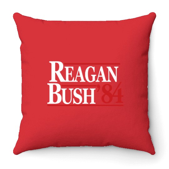 Reagan Bush 1984 V2 Throw Pillows