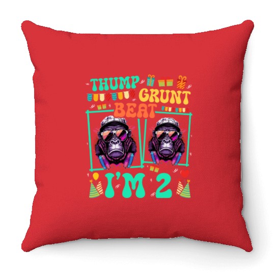 Thump Grunt Beat I'm 2 Gorilla Lover Kid 2nd Throw Pillows