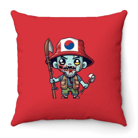 Fisherman Korean Zombie Throw Pillows