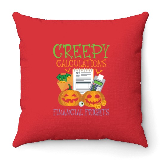 Creepy Calculations Financial Frights Halloween Throw Pillows