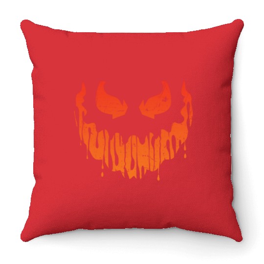 Cool Pumpkin Head Face Creepy Halloween Pumpkin Throw Pillows