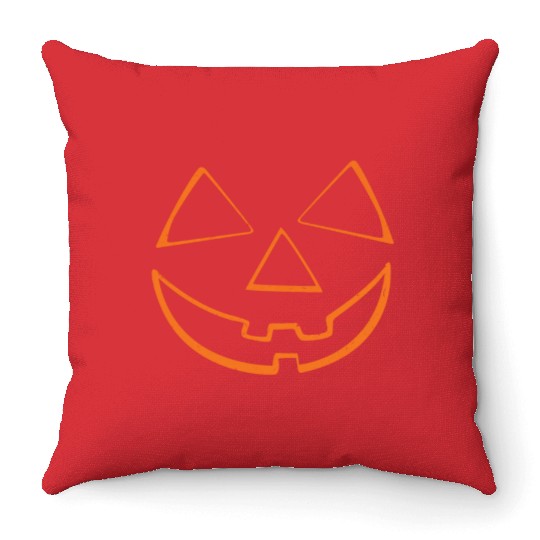 Pumpkin Head Face Lazy Halloween Pumpkin Throw Pillows