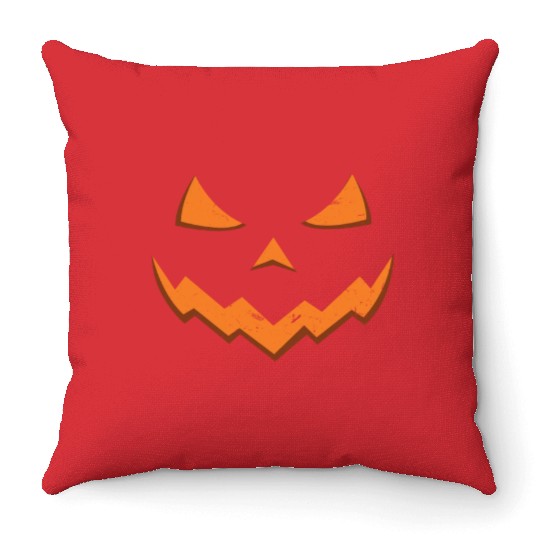 Carved Pumpkin Head Face Lazy Halloween Pumpkin Throw Pillows