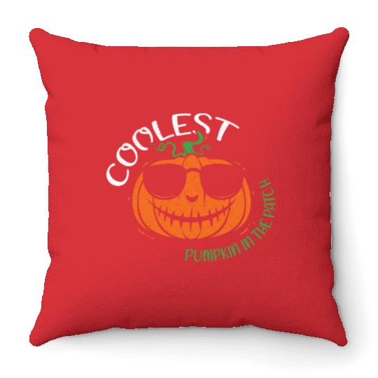 Kids Coolest Pumpkin Cool Lazy Creepy Halloween Throw Pillows