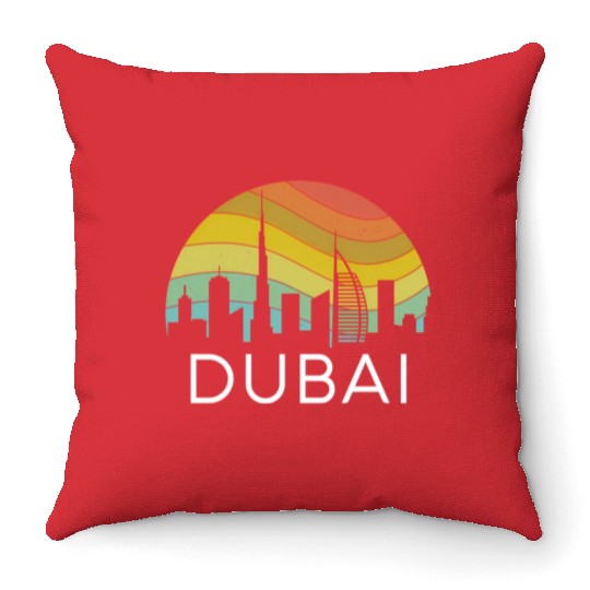 Dubai Skyline City Arab Emirates Uae Arcihtecture Throw Pillows