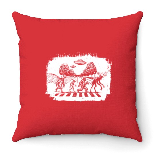 Cryptid Crosswalk Throw Pillows