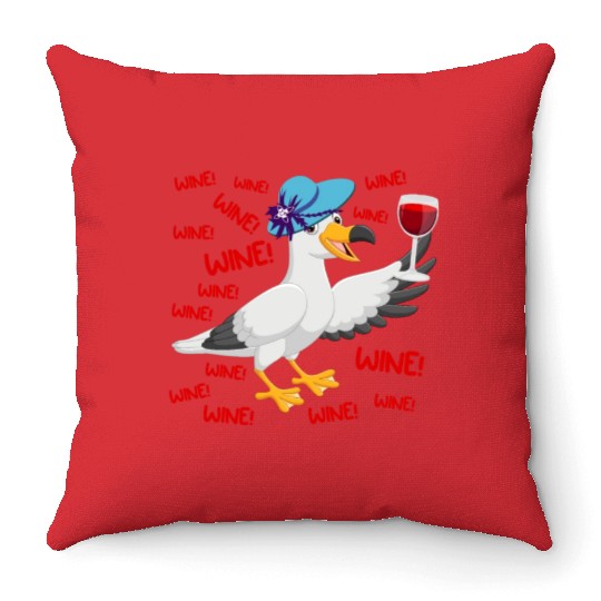 Seagull Throw Pillows Wine Lover North German Seagulls