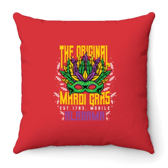 The Original Mardi Gras Albm Throw Pillows