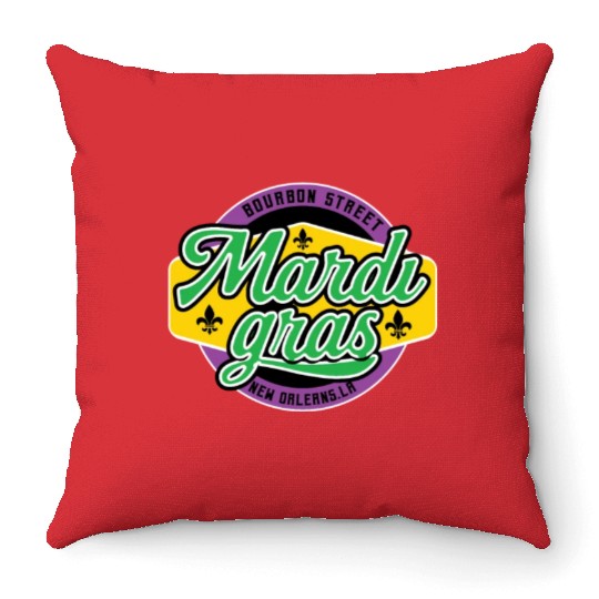 Mardi Gras Bourbon Street Throw Pillows