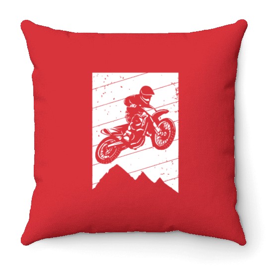 Motocross Bike Vintage Dirtbike Gift Racing Retro Throw Pillows