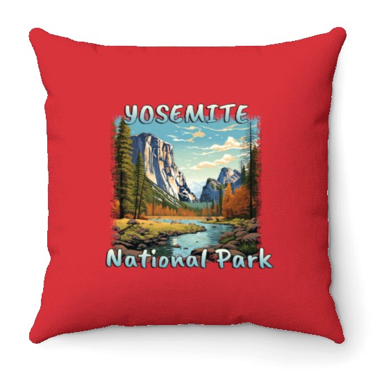 USA Yosemite National Park Sierra Nevada Colorful Throw Pillows
