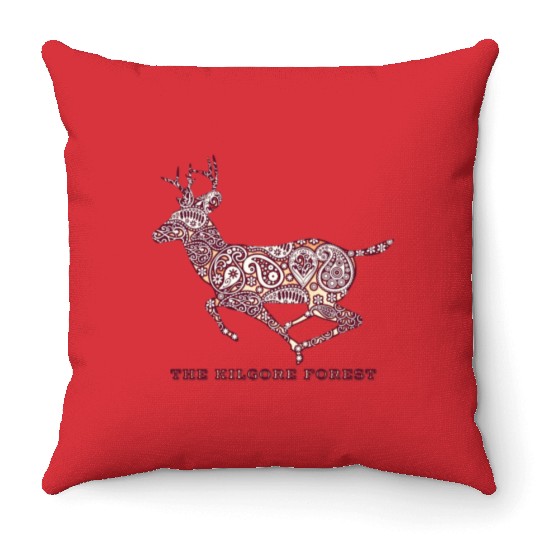 Deer - Maroon Throw Pillows