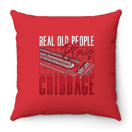 Cribbage Real Old People Play Cribbage Board Game Throw Pillows