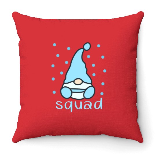 Funny Gnomes with snow fall celebrate Throw Pillows