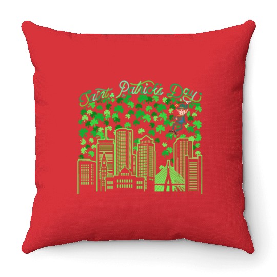 Saint Patrick's Day Boston Massachusetts Throw Pillows