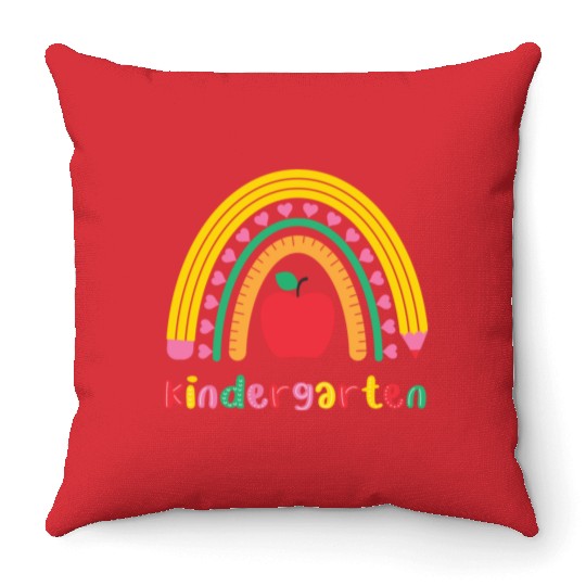 Kindergarten Rainbow Girls Kids Teacher Team Throw Pillows