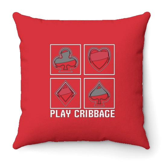 Play Cribbage Playing Cards Loves Crib Board Game Throw Pillows
