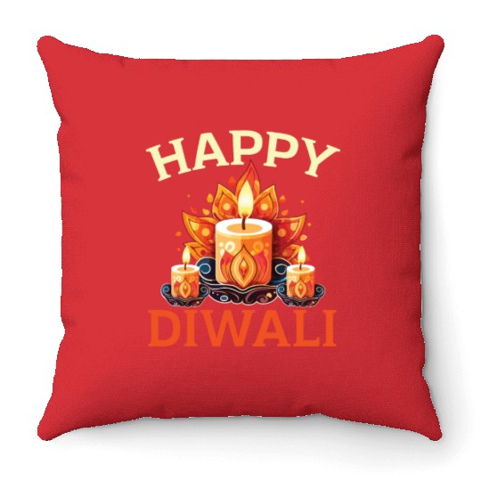 Happy Diwali Diwali Festival Indian Hindu Hinduism Throw Pillows